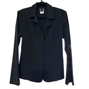 Wrapper Black Button Front Blazer Jacket Women's Size 13 Long Sleeve‎